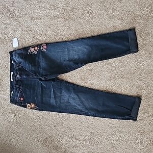 Mavi Ada Mid Rise Boyfriend Embroidered Denim Jeans 27